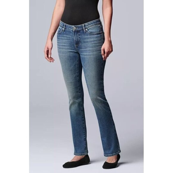 Simply Vera Vera Wang Womens Med Wash Faded Slim Straight Leg Jeans Sz 18 New - Picture 6 of 7